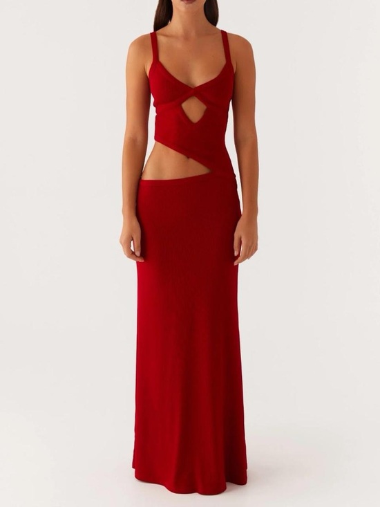 Peppermayo Dresses & Skirts - Red Maxi Dress with Cutout
